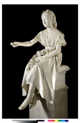 Portret van Markiezin Virginia Busti Porro als jong Meisje of Jonge Dame die een Bloem aanbiedt