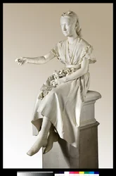 Portret van Markiezin Virginia Busti Porro als jong Meisje of Jonge Dame die een Bloem aanbiedt