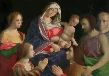 Madonna en kind met Sint Johannes de Doper, twee heiligen en schenkers