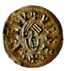 Tremissis (of triens) van koning Sisenand, geslagen in Caesaraugusta (Zaragoza), Spanje, 7e eeuw