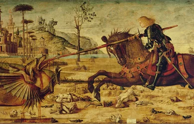Sint-Joris doodt de draak, 1502-07 (detail van 428017)