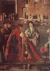 Verhalen van St. Ursula, Ontmoeting van Etherius en Ursula en Vertrek van Pelgrims