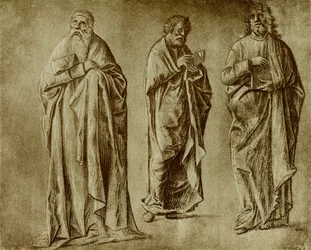 Drie figuurstudies voor heiligen