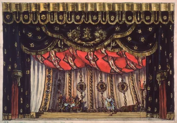 Decorontwerp voor het toneelstuk "De vernietiger van Jeruzalem" van Arvid Jarnefelt