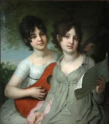 Portret van Gravin Anna Gagarina en Varvara Gagarina, 1802