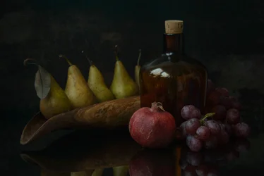 Donker stilleven met fruit