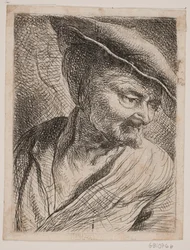 Borstbeeld van een Man die naar beneden kijkt