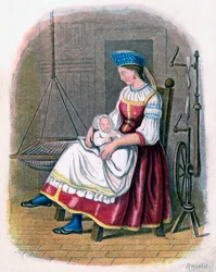 Russische vrouw met baby, 1809