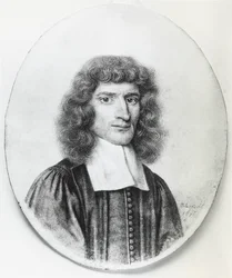 Portret van Isaac Barrow (1630-1677), Engelse christelijke theoloog en wiskundige, gravure