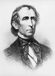 Portret van John Tyler (1790-1862), Amerikaanse advocaat en politicus die diende als 10e president van de Verenigde Staten van 1841 tot 1845, gravure naar daguerreotype