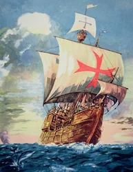 De Santa Maria brengt Christoffel Columbus naar Amerika in 1492