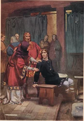 De koningin probeert Hamlet te troosten, uit 