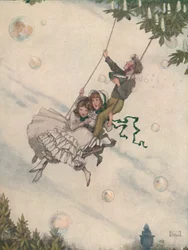 De schommel beweegt en de bellen vliegen omhoog, c1930