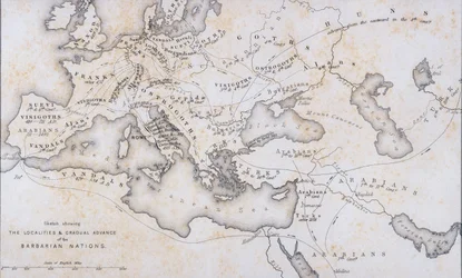 De lokaliteiten en geleidelijke opmars van de barbaarse naties, c.1850