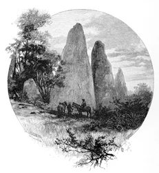 Granieten rotsen, Betts kamp, Mount Kosciuszko, New South Wales, Australië, 1886