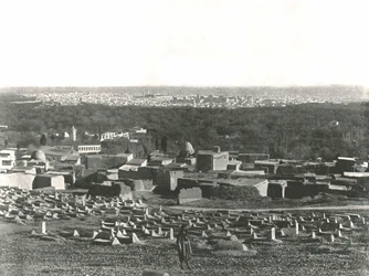 Stadsgezicht vanuit Sulhieh, Damascus, Ottomaans Syrië, 1895