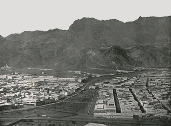 Algemeen overzicht van de kamelenmarkt, Aden, 1895