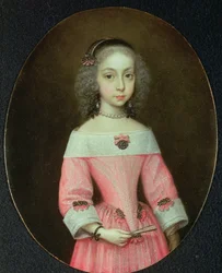 Portret van een jong meisje met een waaier