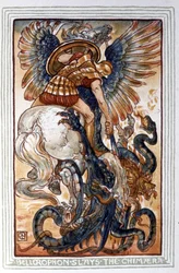 Bellerophon doodt de Chimaera, ca. 1900 (illustratie)