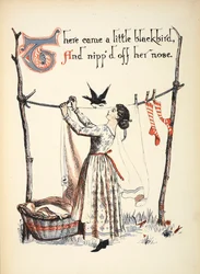 Er kwam een kleine merel, en knipte haar neus af.