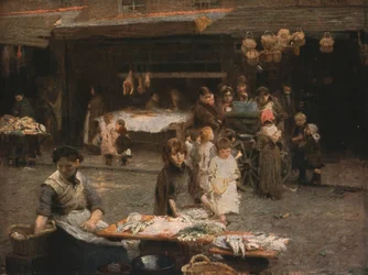 De vismarkt, Patrick Street, Dublin, eind 19e eeuw, c1930