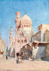 Grafmoskee van Arboughan, Caïro (kleurenlitho)