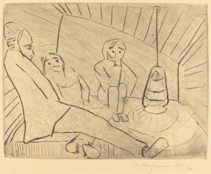 Drie Mensen in een Atelier, 1920