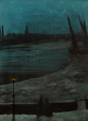 Nocturne, Battersea Reach (olieverf op doek)