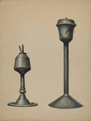 Twee olielampen, ca. 1938