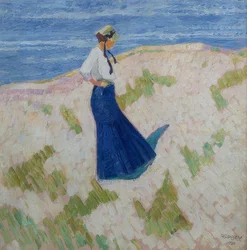 Bernhardine Bornemann op het strand in Heist