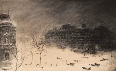 Hoek van 17th Street en Pennsylvania Avenue, N.W. tijdens de sneeuwstorm van 1899