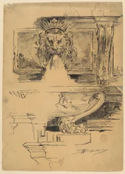 Studie van een fontein, Italië