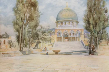 Rotskoepel vanaf de moskee van El Aksa, Jeruzalem