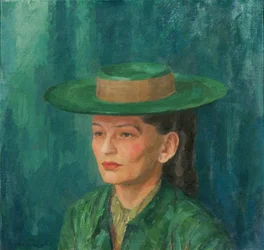 Grete Gamerith met groene hoed