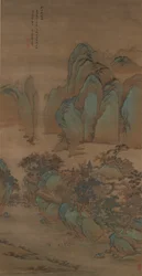 Reizigers in herfstbergen