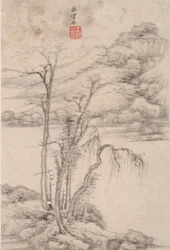 Landschap in de Stijl van Verschillende Oude Meesters: Landschap naar Ni Zan (1301)