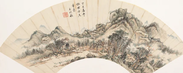 Landschap naar Huang Gongwang, gedateerd 1677