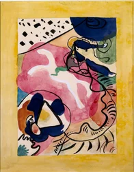 Expressionisme: omslagontwerp voor de almanak “De Blauwe Ruiter” van Vassily Kandinsky (of Wassily Kandinsky of Kandinskij, 1866-1944). 1911. Afmetingen 27,7 x 21