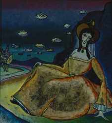 Dame in gouden jurk, 1917