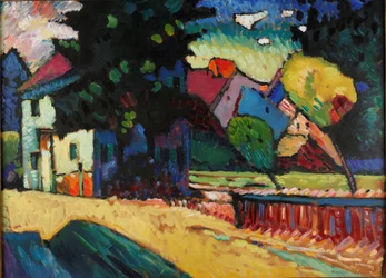 Landschap met groen huis
