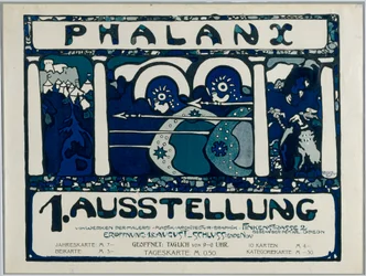 Poster voor de eerste tentoonstelling van de Phalanx