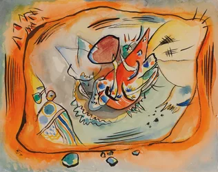 Schets voor schilderij met oranje rand