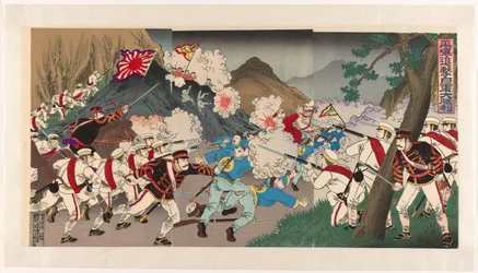 De overwinning van het Japanse leger bij de aanval op Pyongyang