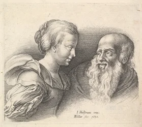 Een Oude Man en een Meisje, naar Hulsman, 1635