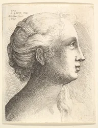 Hoofd van een jonge vrouw in profiel naar rechts, 1645