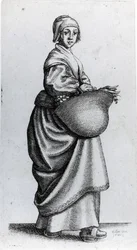 Dienstmeid terugkerend van de markt, 1640