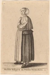 Belgische vrouw in huiselijke kleding