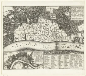 Plattegrond van Londen na de grote brand van 1666