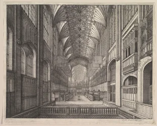Koor van de Sint-Joriskapel, Windsor (uit "The Order of the Garter" van Elias Ashmole, 1672)