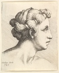 Vrouw met een Gebonden Haarlok in Profiel naar Rechts, 1645
